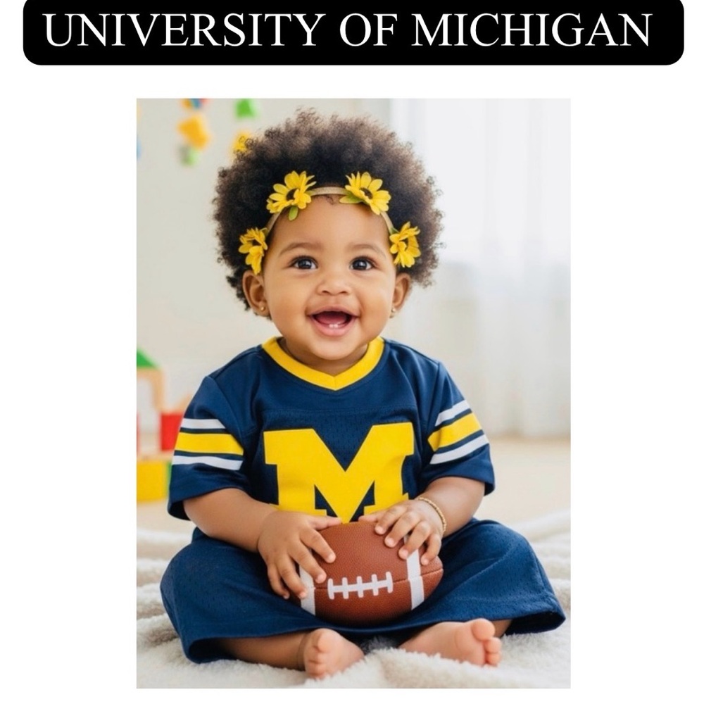 UNIVERSITY OF MICHIGAN (UofM) Infant Jersey, Unisex. Authentic, NWT